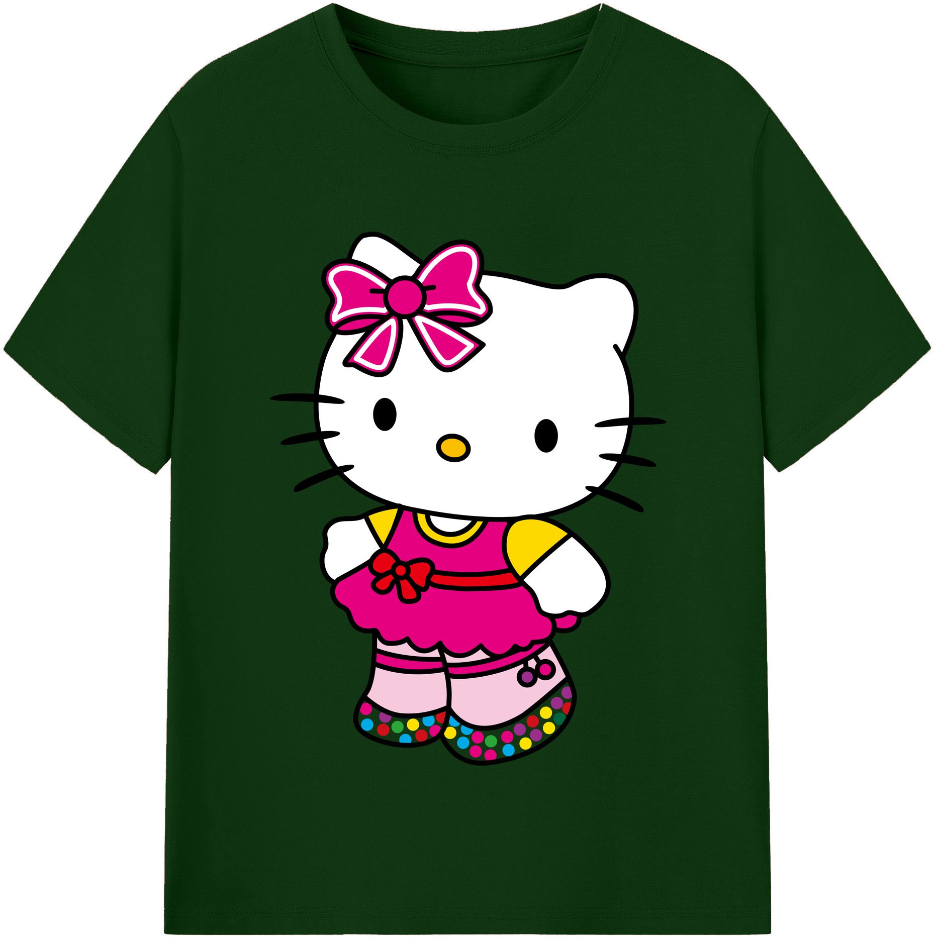 （画像用） Hello Kitty ハローキティ 綿100％半袖Tシャツ（フロントプリント）